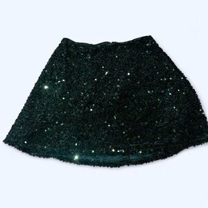 Dark Green Sequin Mini Skirt - Women's Party Skirt